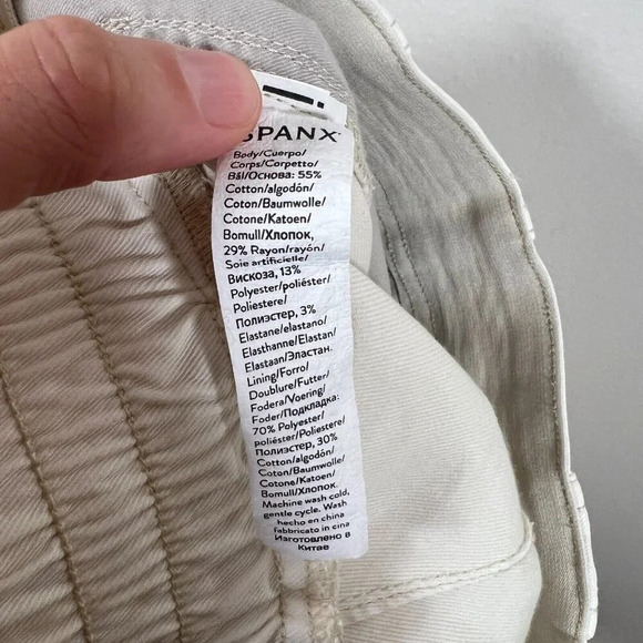 Spanx Stretch Twill Cargo Jogger Pant Size Large Beige Slimming Utility Minimal - Picture 10 of 12